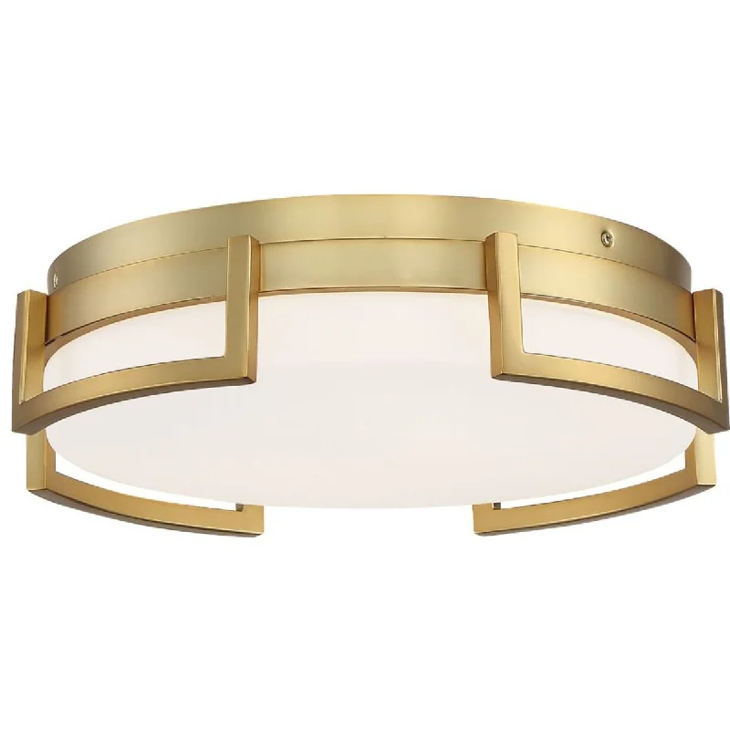 Industrial Emergency Lighting for Safety in FactoriesBezel Set 15 in. LED Flush Mount Light Gold Finish