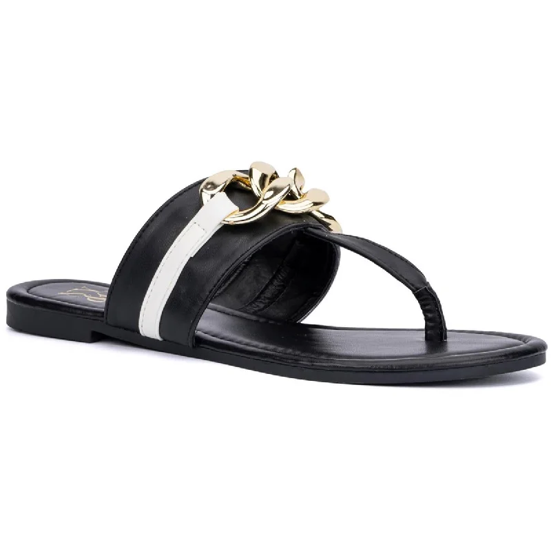 New York & Company Womens Cassandra Chain Padded Insole Thong Sandals