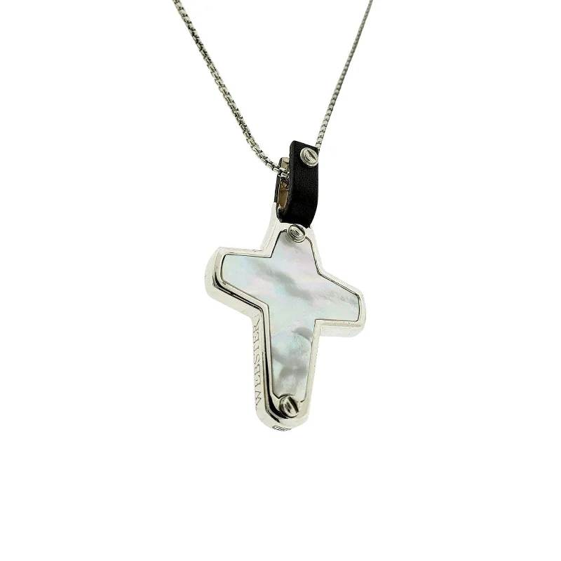 England Made Me Cross Pendant in White Mother of Pearl