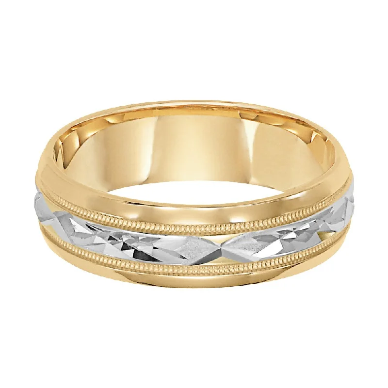 6MM Wedding Ring in 10KT Two-Tone Gold. Size 10