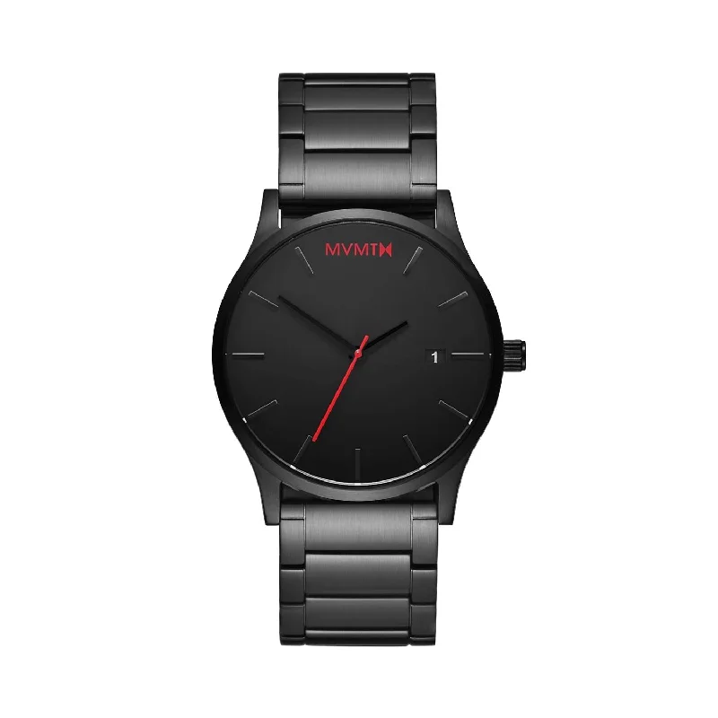 MVMT Classic 45MM Red Accent Black Watch in Black Stainless Steel. D-L213.5B.551