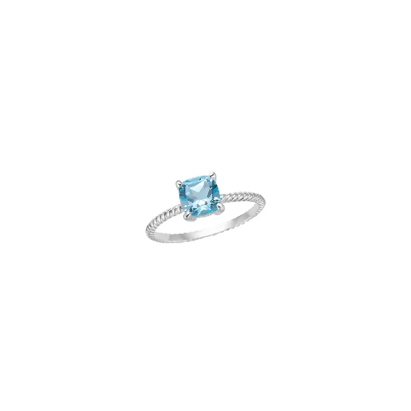 Twist Silver Ring w. Topaz