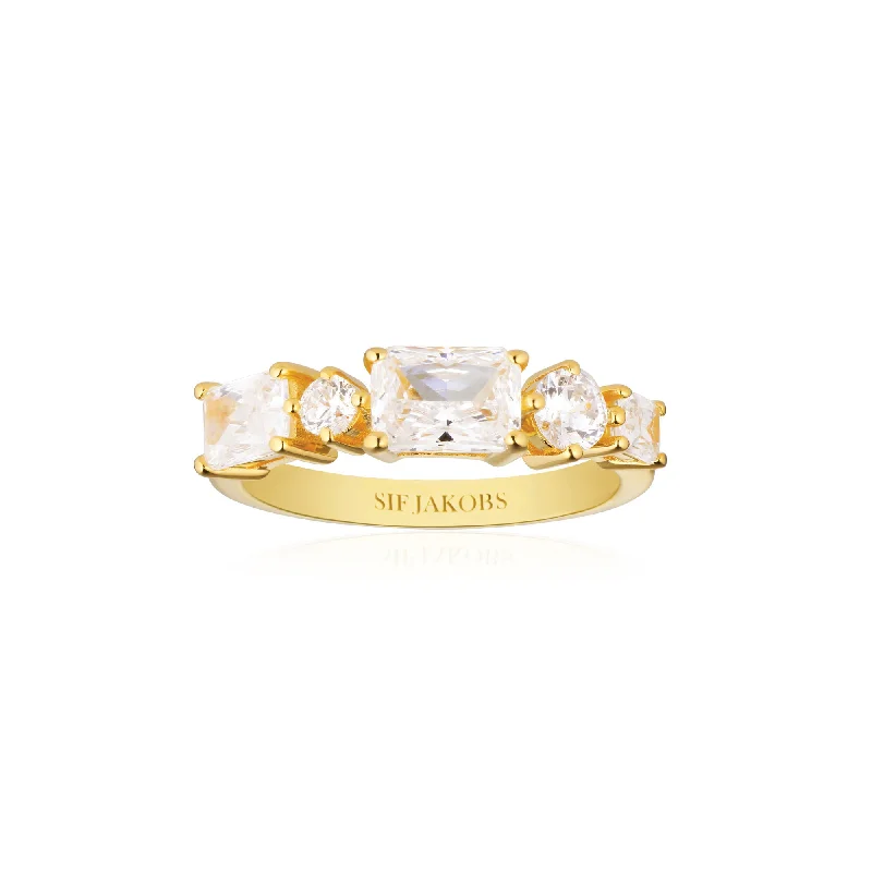 Ivrea 18K Gold Plated Ring w. Zirconias