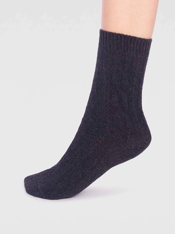 Rebekah Organic Cotton Slub Sock - Dark Grey Marle