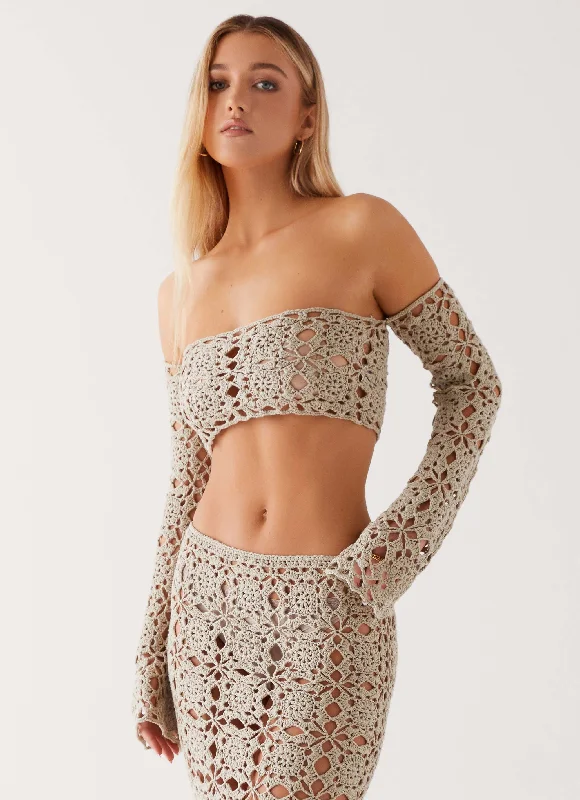 Sorrentino Crochet Long Sleeve Top - Sage