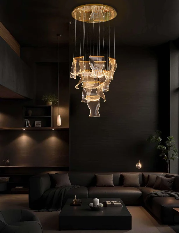 Oversized Chandeliers as a Statement Piece in Living RoomsOversized Chandeliers as a Statement Piece in Living RoomsDimmable Luxury Acrylic Chandelier 31.5" Wide Gold