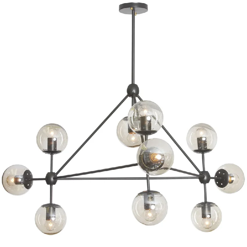 Chandeliers with Colored Glass for a Splash of ColorChandeliers with Colored Glass for a Splash of Color10 Lights Chandelier Triangular w/ Cognac Glass, BK