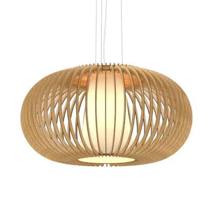 Tropical - Themed Ceiling Lights with Palm - Leaf Shapes and Rattan WrapsTropical - Themed Ceiling Lights with Palm - Leaf Shapes and Rattan WrapsAccord Stecche Di Legno 1217.09 Pendant Light - Louro Freijo