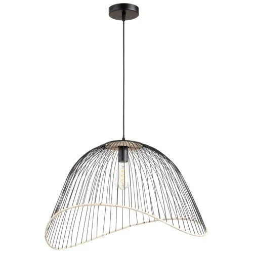 Industrial Style Ceiling Lights with Exposed Bulbs and Metal CagesIndustrial Style Ceiling Lights with Exposed Bulbs and Metal CagesCyan Design 10795 Iron/ Rattan Cloak Pendant