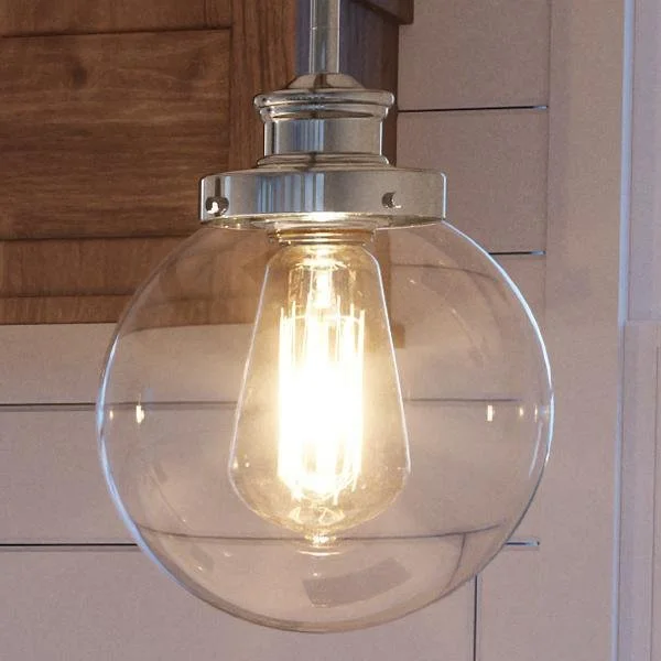 Scandinavian Style Ceiling Lights with Light Wood AccentsScandinavian Style Ceiling Lights with Light Wood AccentsUHP2640 Vintage Pendant, 9-1/2"H x 6-7/8"W, Polished Nickel Finish, Glasgow Collection