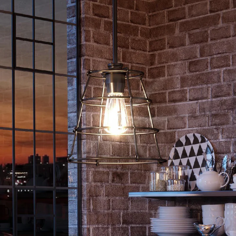 African - Inspired Ceiling Lights with Tribal Patterns and Natural MaterialsAfrican - Inspired Ceiling Lights with Tribal Patterns and Natural MaterialsUHP3421 Urban Loft Pendant Light, 11"H x 10"W, Midnight Black Finish, Franklin Collection
