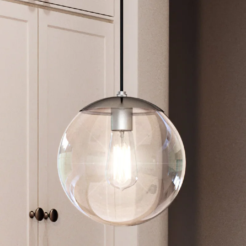 Bohemian Ceiling Lights with Beads, Tassels, and Colorful GlassBohemian Ceiling Lights with Beads, Tassels, and Colorful GlassUHP4013 Minimalist Pendant 10.5''H x 10''W, Brushed Nickel Finish, Canton Collection