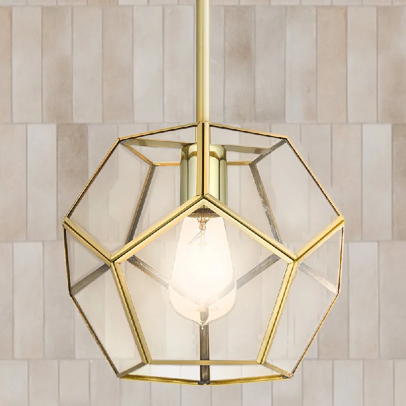 Chinese - Style Ceiling Lights with Red Lantern - Inspired DesignsChinese - Style Ceiling Lights with Red Lantern - Inspired DesignsUQL5023 Modern Indoor Pendant, 8.25''H x 9.50''W x 9.50''D, Polished Brass Finish, San Sebastian Collection